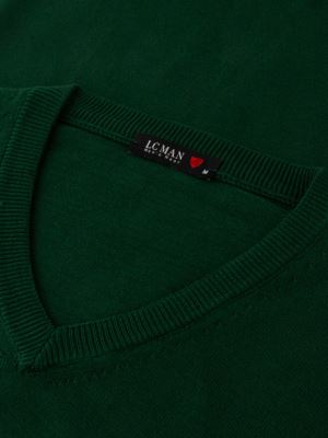 پلیور بافت یقه هفت سبز مردانه