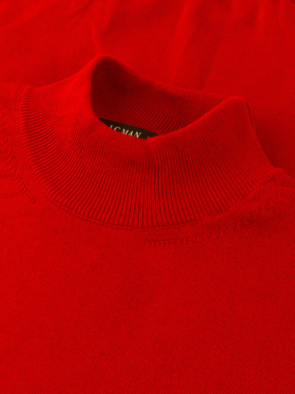 پلیور مردانه قرمز بافت یقه 5 سانت