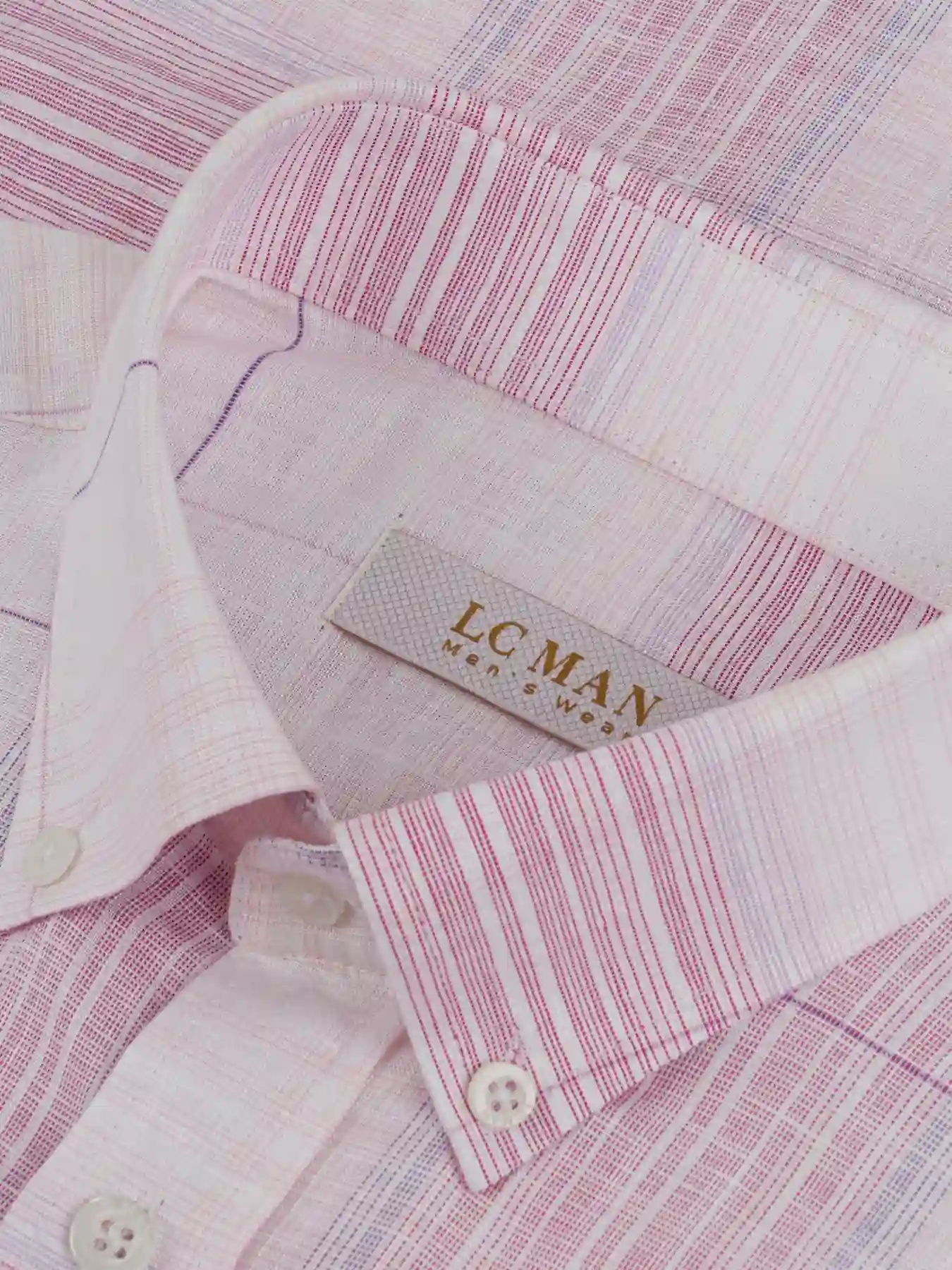 پیراهن صورتی چهارخانه آستین بلند ال سی من 1