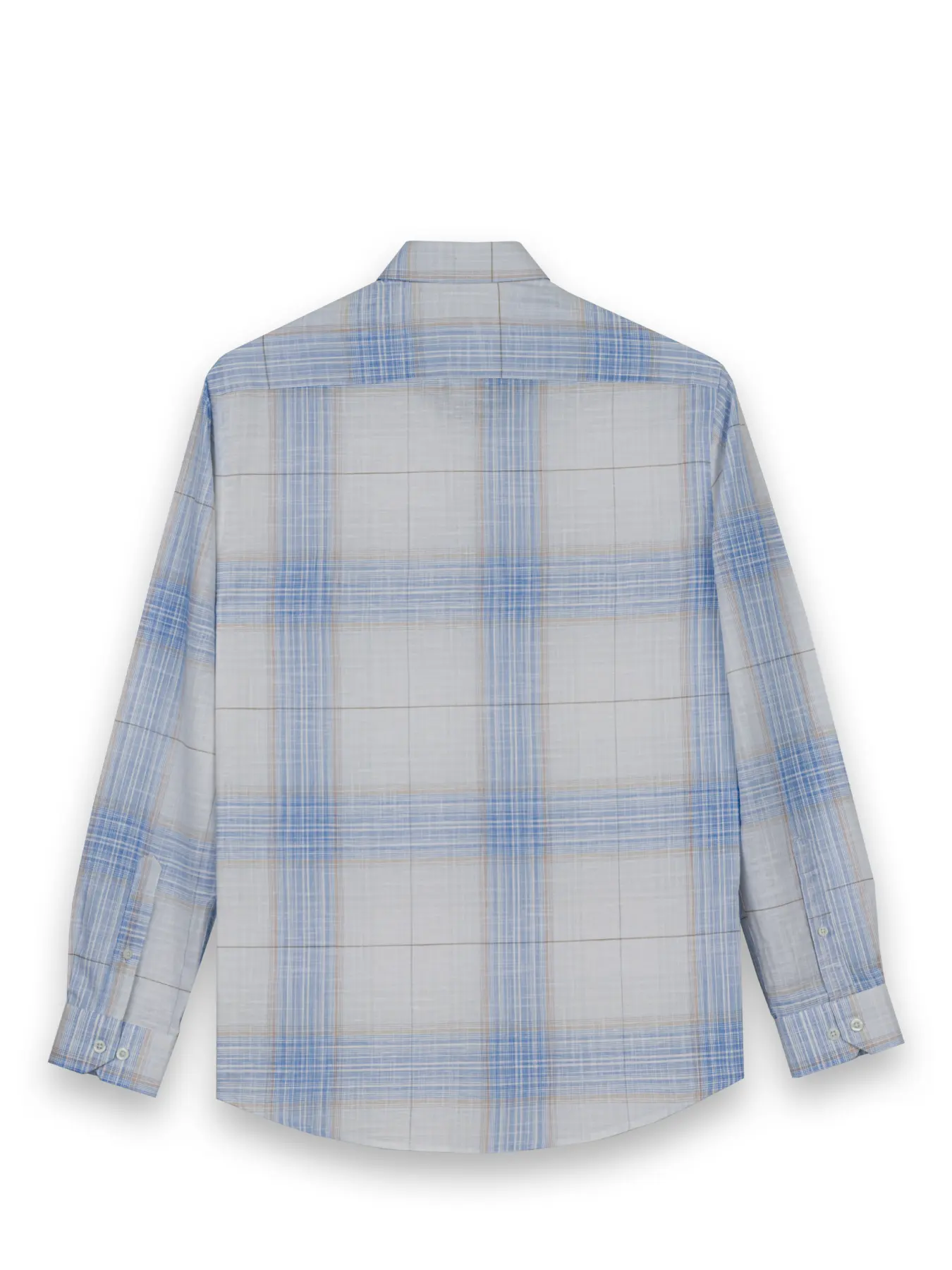 پیراهن آبی چهارخانه آستین بلند  ال سی من 5