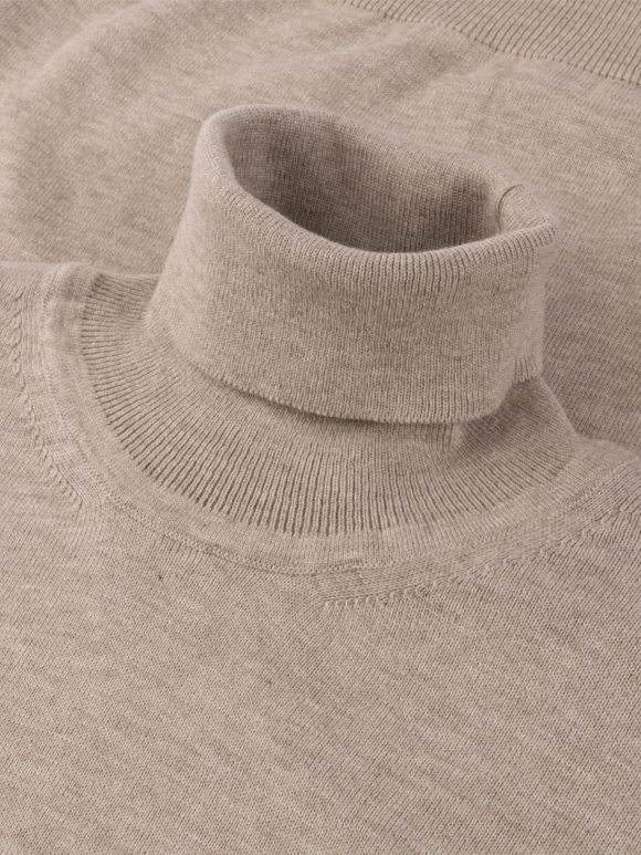 پلیور بافت مردانه کرم یقه اسکی