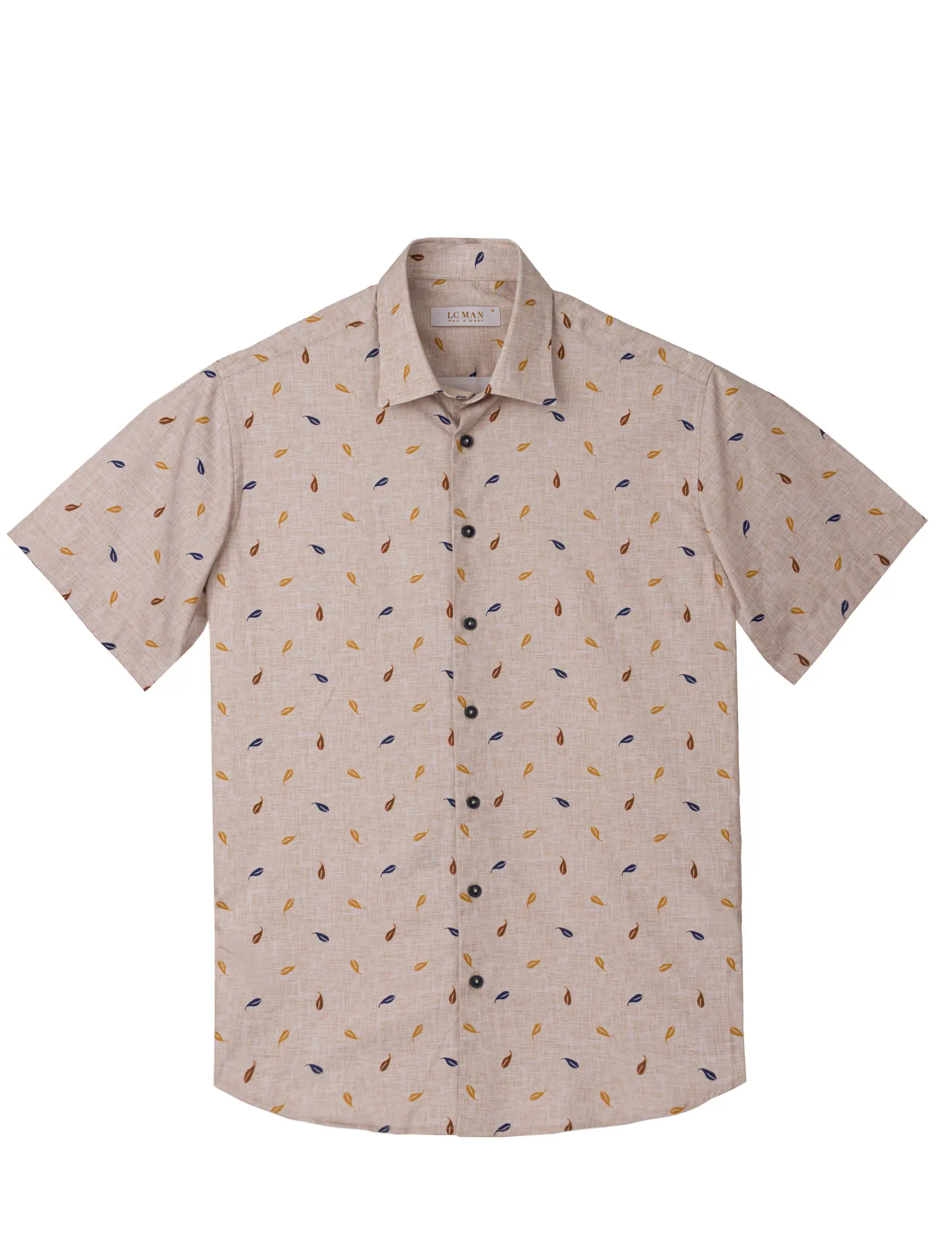 پیراهن کرم طرح دار آستین کوتاه ال سی من 