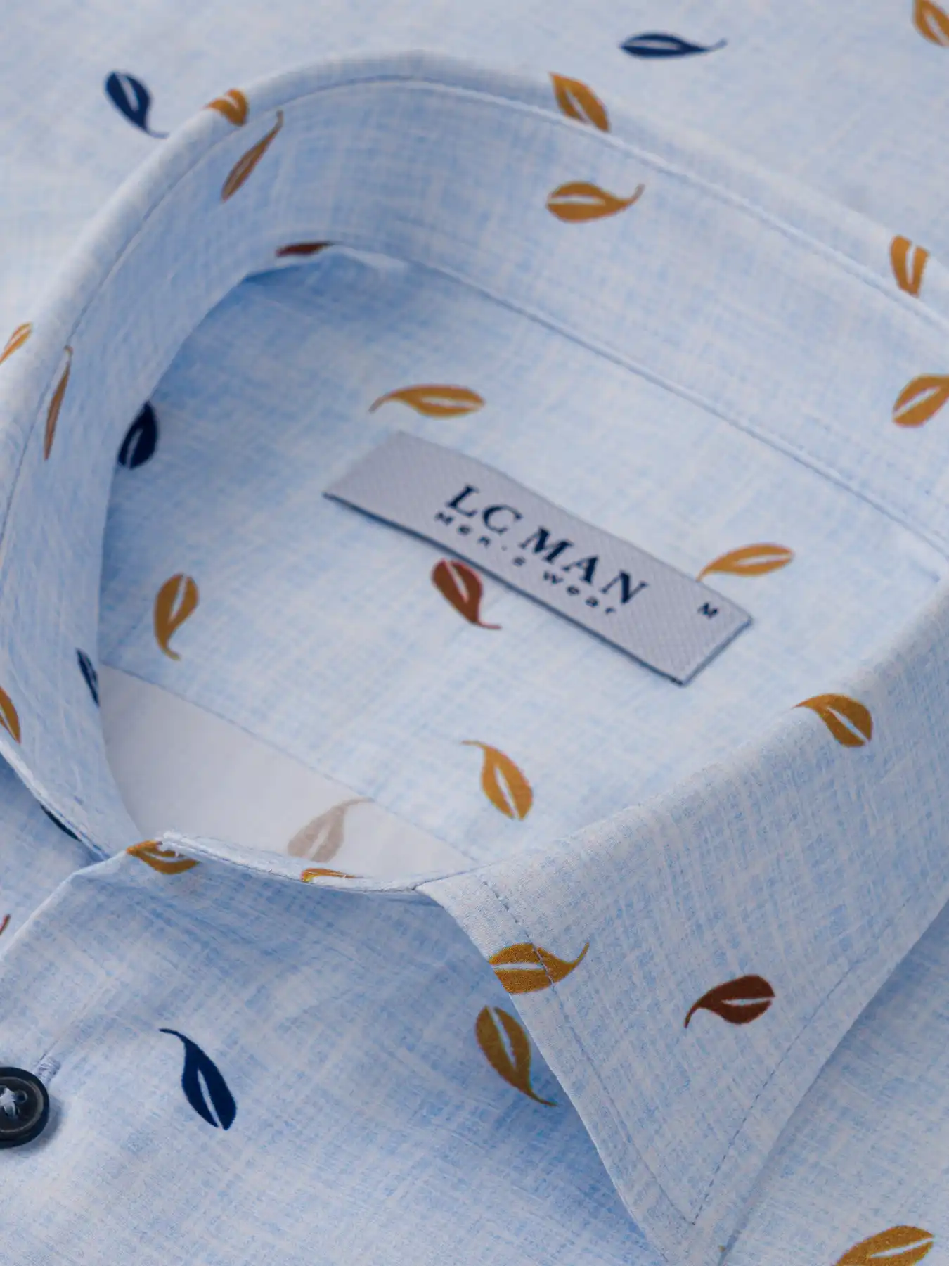 پیراهن آبی طرح دار آستین کوتاه ال سی من 