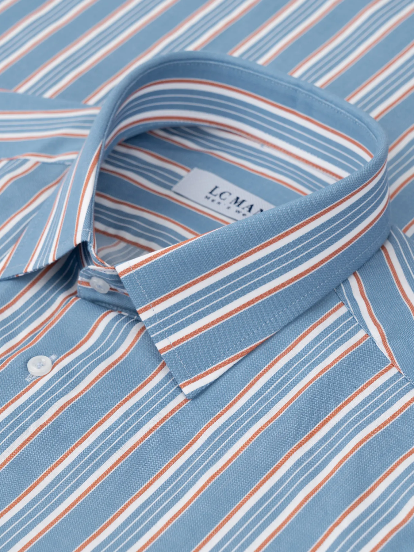 پیراهن آستین کوتاه راه راه آبی ال سی من 90