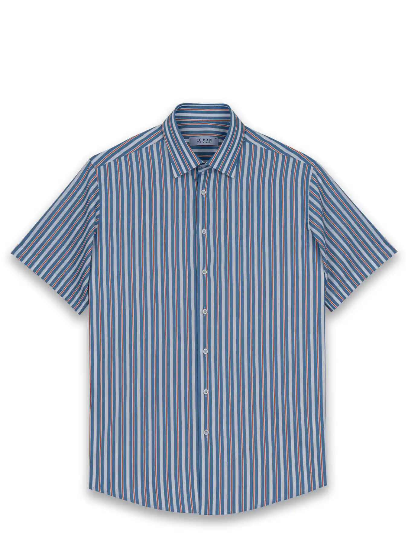 پیراهن آستین کوتاه آبی راه راه ال سی من 14