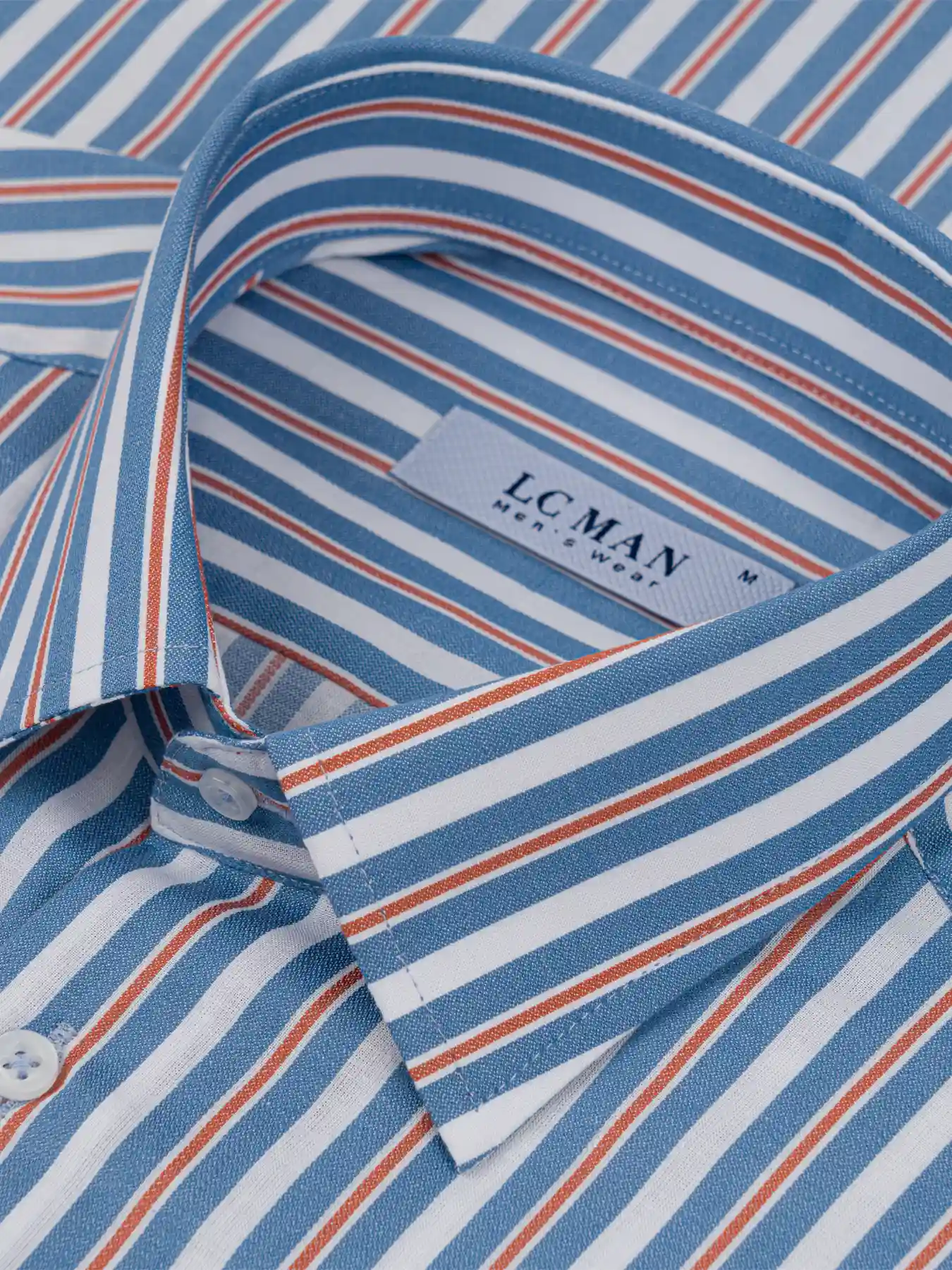 پیراهن آستین کوتاه آبی راه راه ال سی من 14