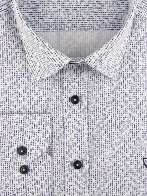 پیراهن آستین بلند سفید سرمه ای طرح دار ال سی من