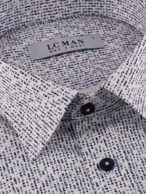 پیراهن آستین بلند سفید سرمه ای طرح دار ال سی من