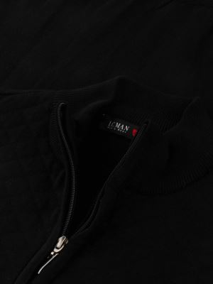 سویشرت تمام زیپ مردانه طرح لوزی دوزی