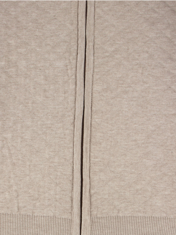 سویشرت مردانه کرم تمام زیپ طرح لوزی دوزی