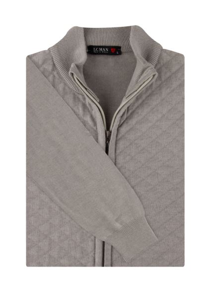 سویشرت طوسی تمام زیپ طرح لوزی 