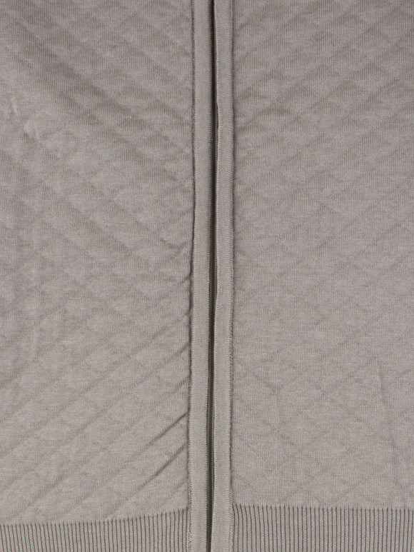 سویشرت طوسی تمام زیپ طرح لوزی 