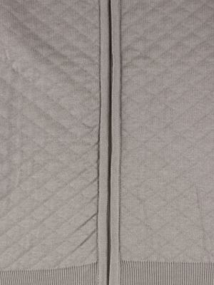 سویشرت طوسی تمام زیپ طرح لوزی 