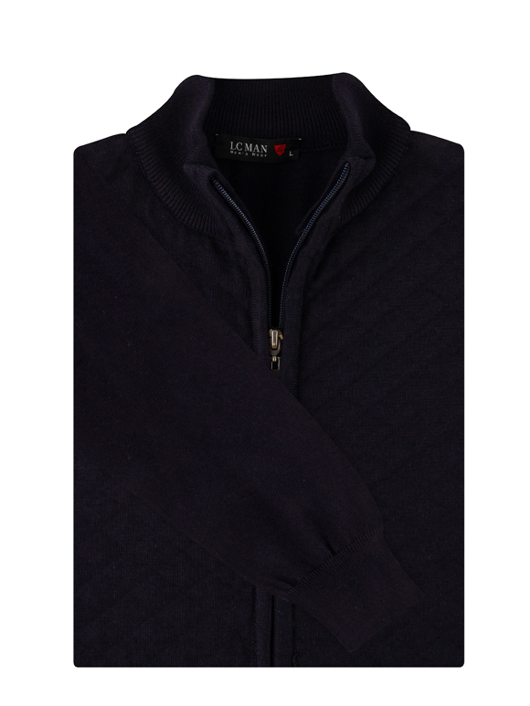 سویشرت سرمه ای تمام زیپ طرح لوزی 