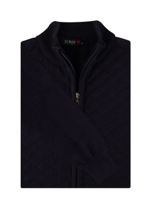 سویشرت سرمه ای تمام زیپ طرح لوزی 