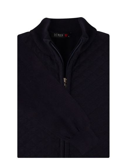 سویشرت سرمه ای تمام زیپ طرح لوزی 