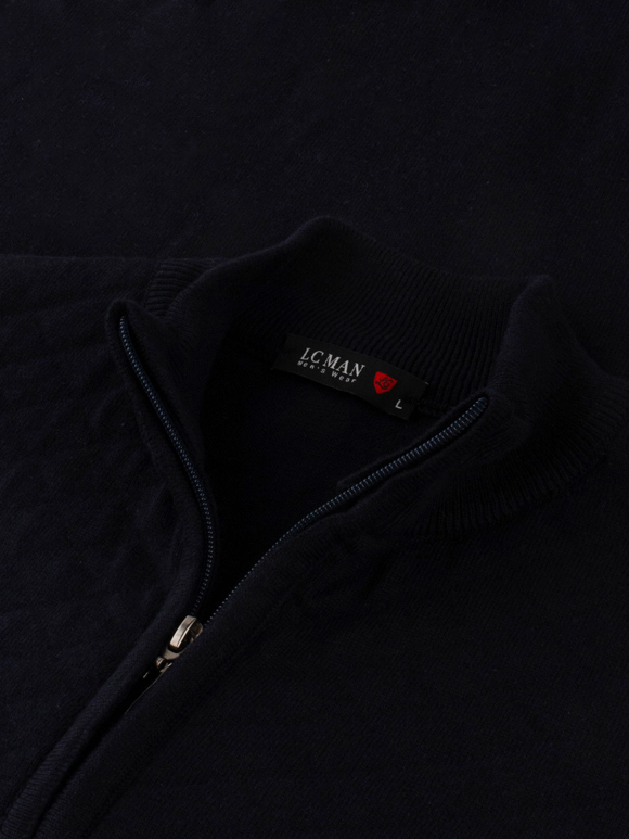 سویشرت سرمه ای تمام زیپ طرح لوزی 