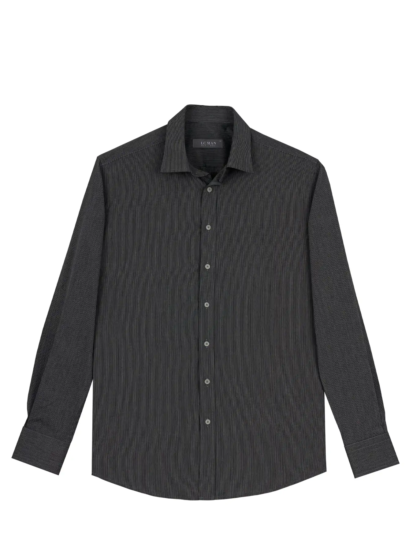 پیراهن آستین بلند مشکی راه راه ریز ال سی من