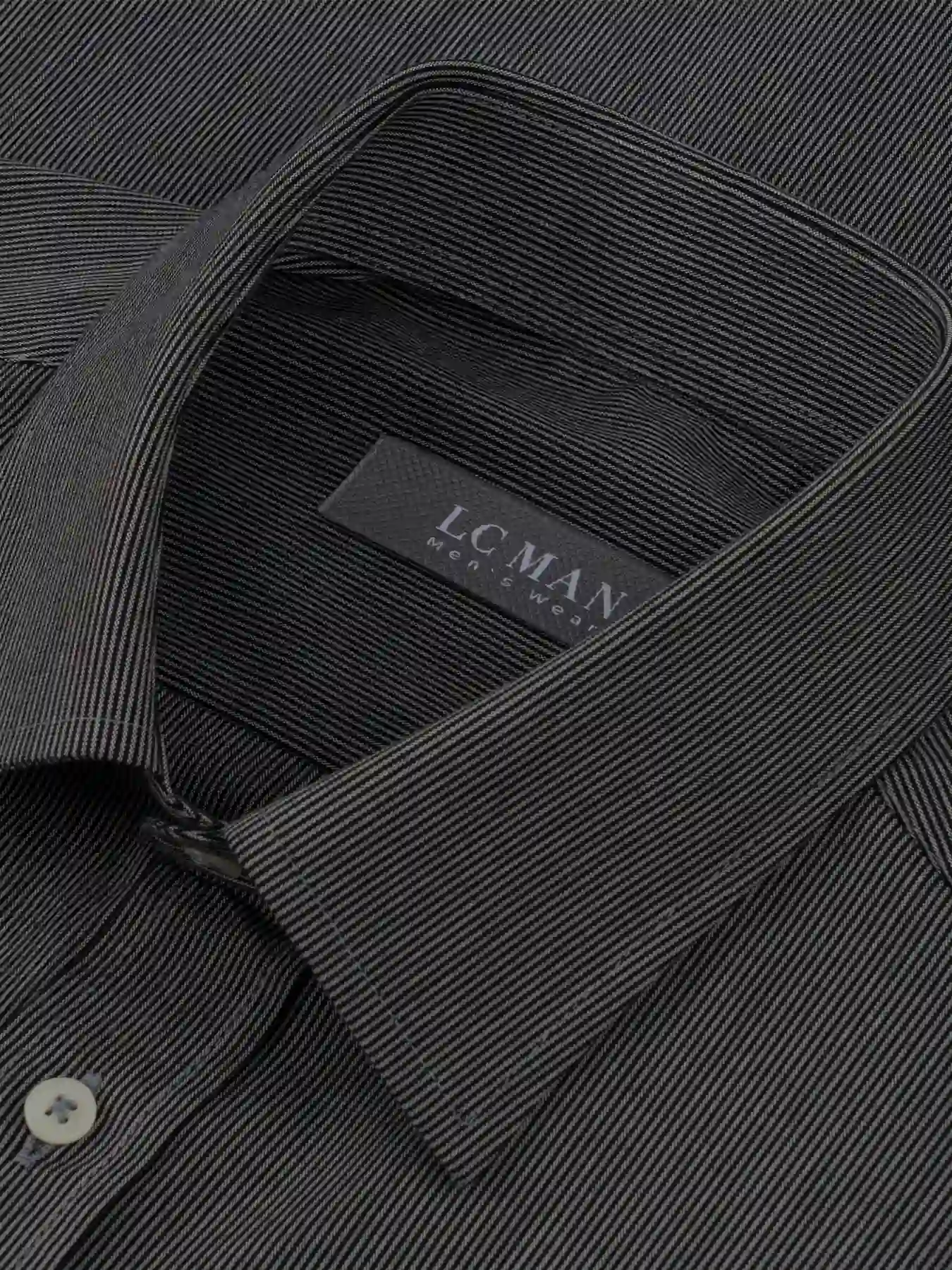 پیراهن آستین بلند مشکی راه راه ریز ال سی من