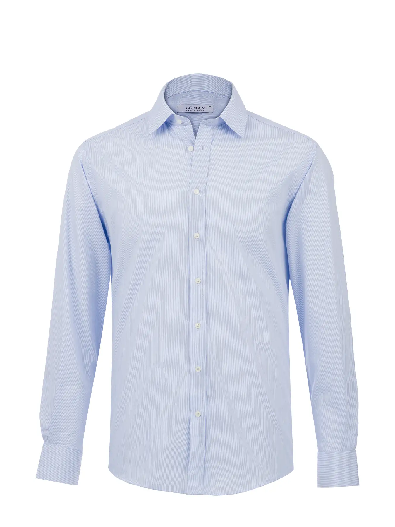 پیراهن آستین بلند آبی روشن راه راه 