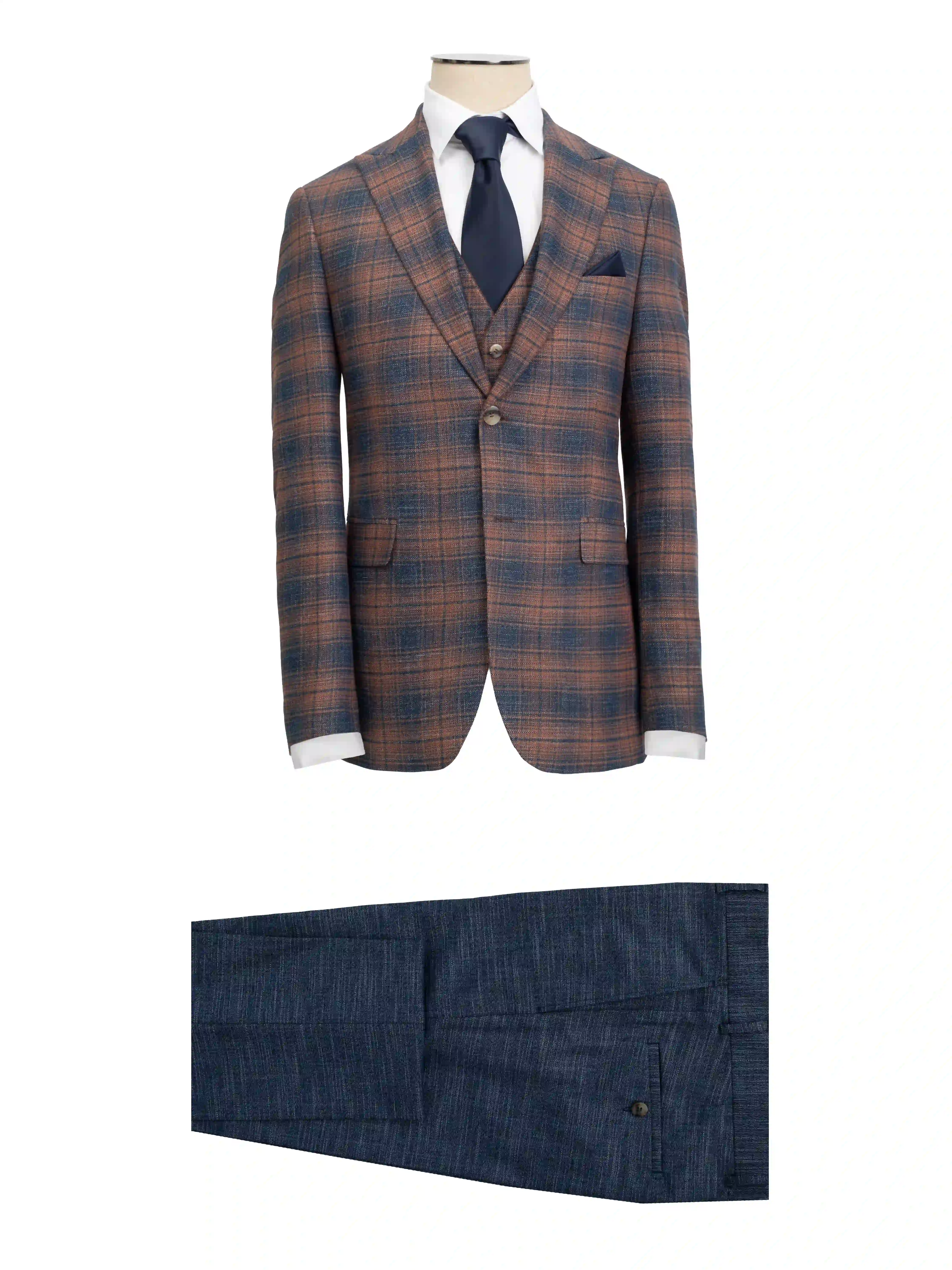 کت و شلوار و ژیله دو رو چهارخانه ال سی من 81