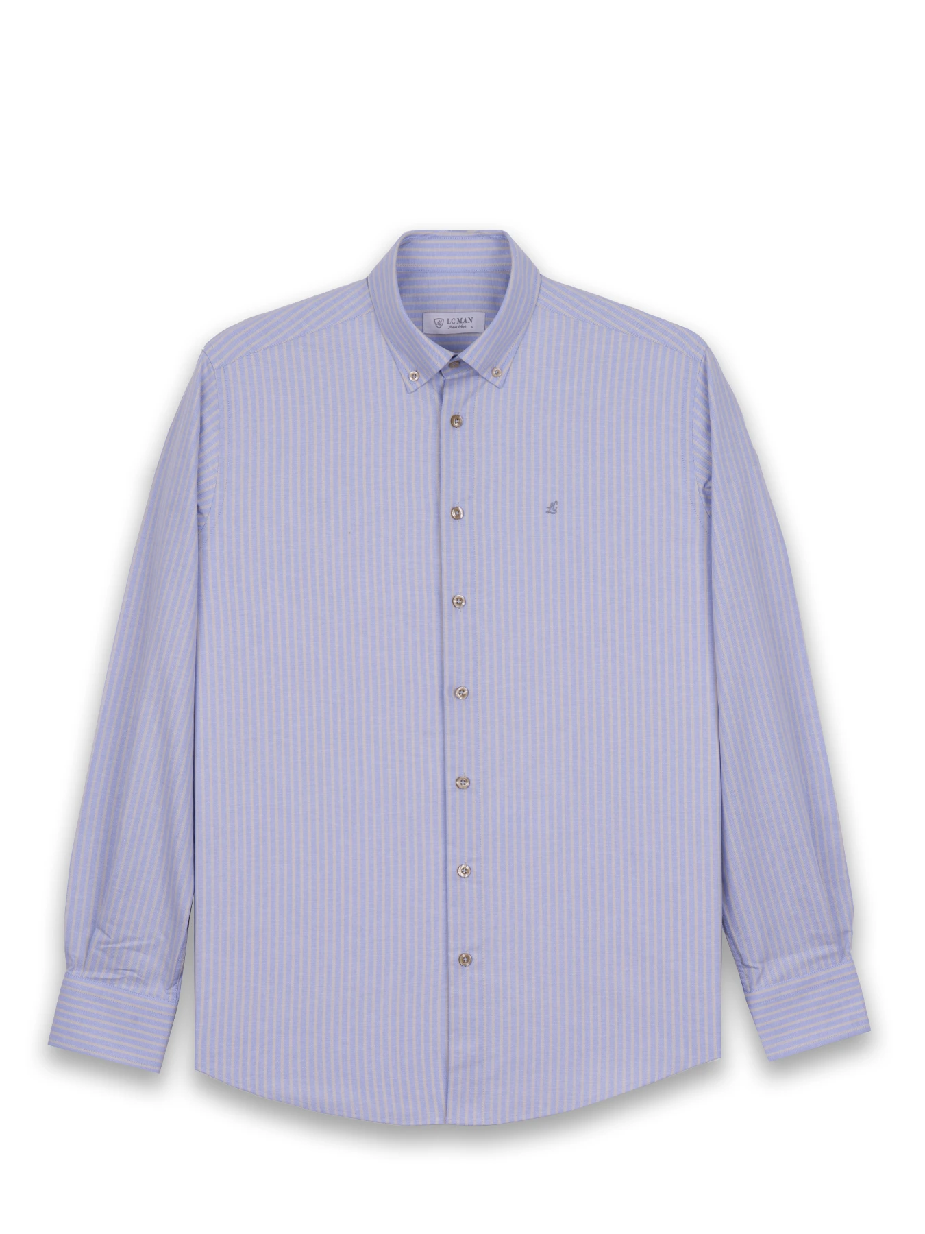 پیراهن آستین بلند آبی روشن راه راه مردانه 