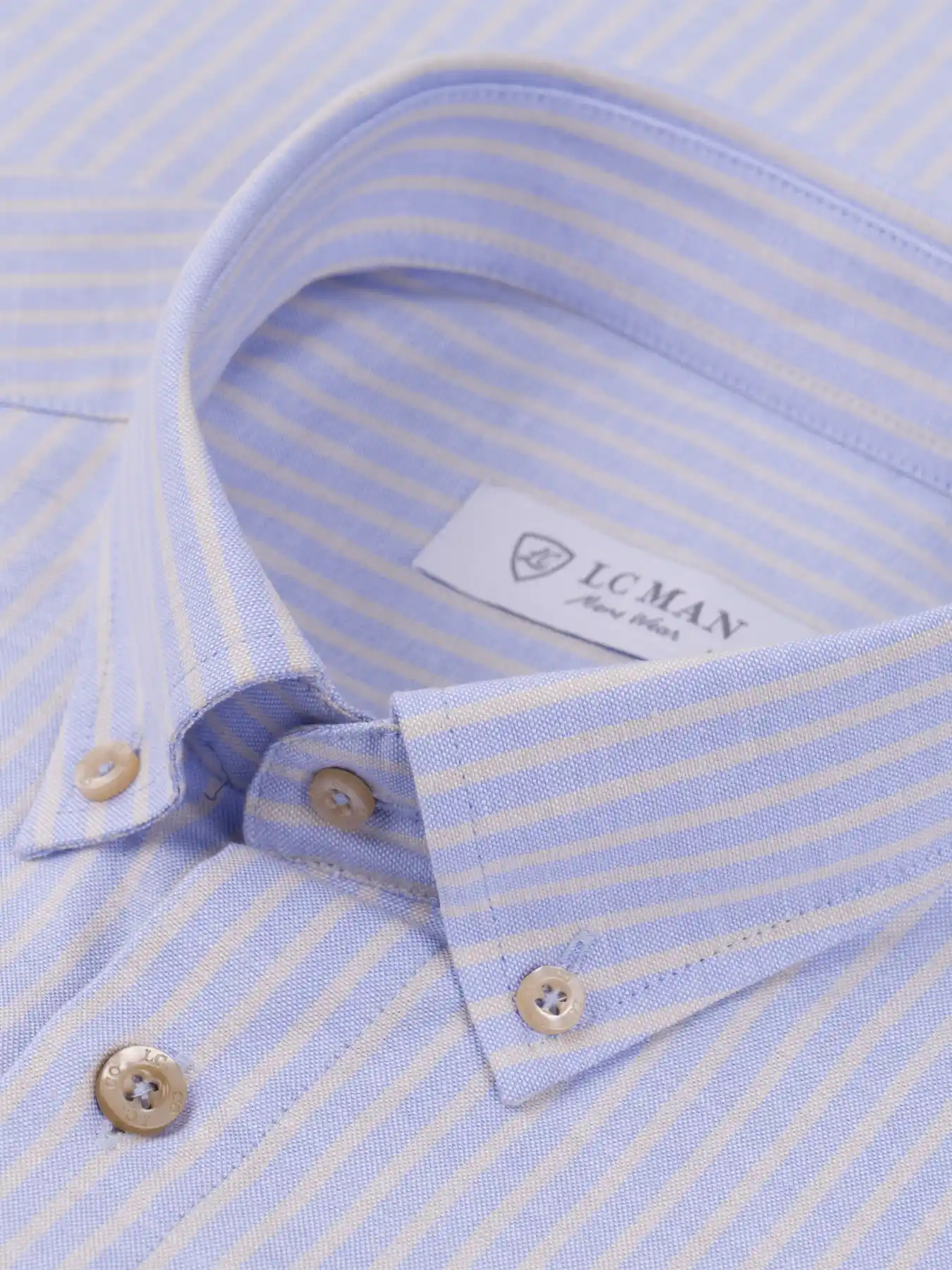 پیراهن آستین بلند آبی روشن راه راه مردانه 