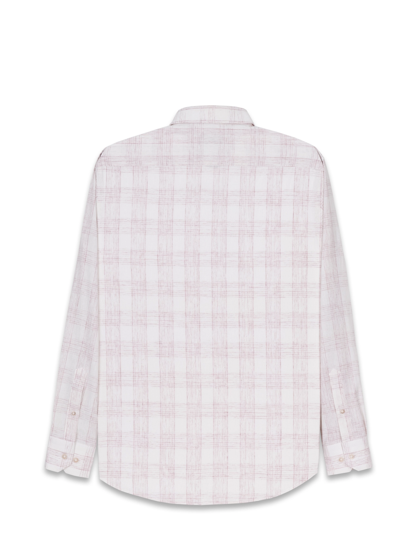 پیراهن آستین بلند زرشکی چهارخانه ال سی من 74