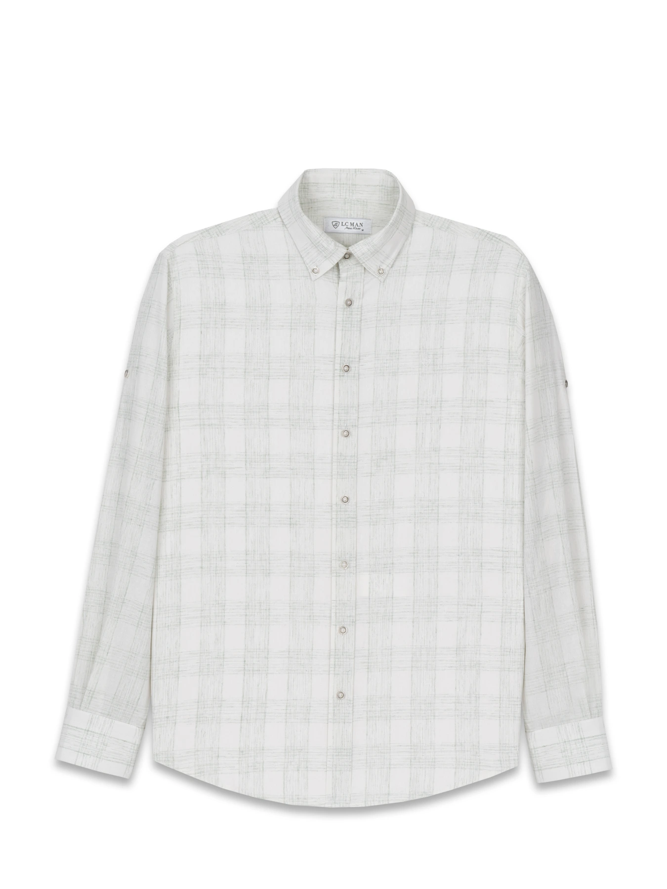 پیراهن آستین بلند سبز چهارخانه ال سی من 74