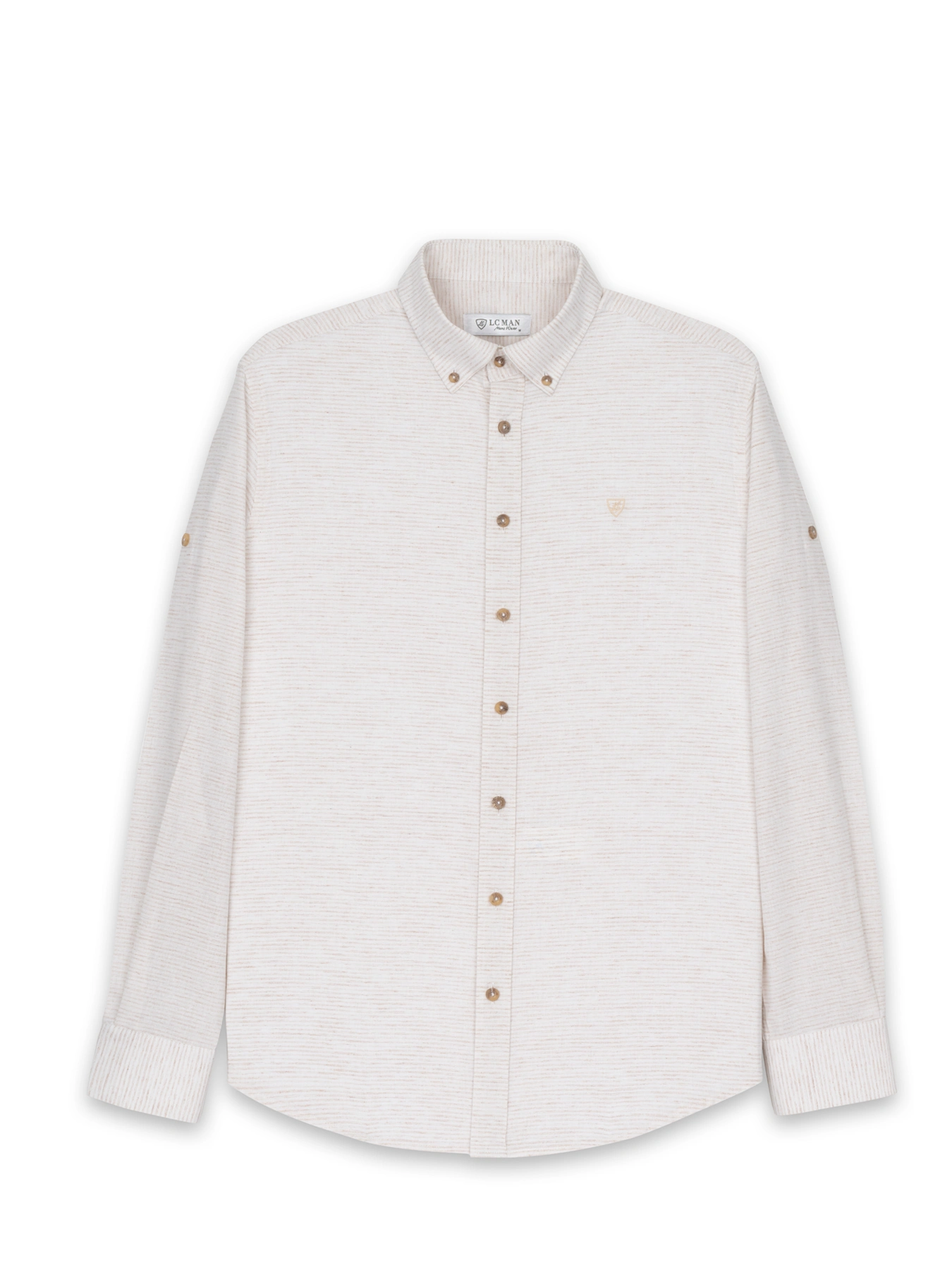 پیراهن آستین بلند راه راه کرم ال سی من 87