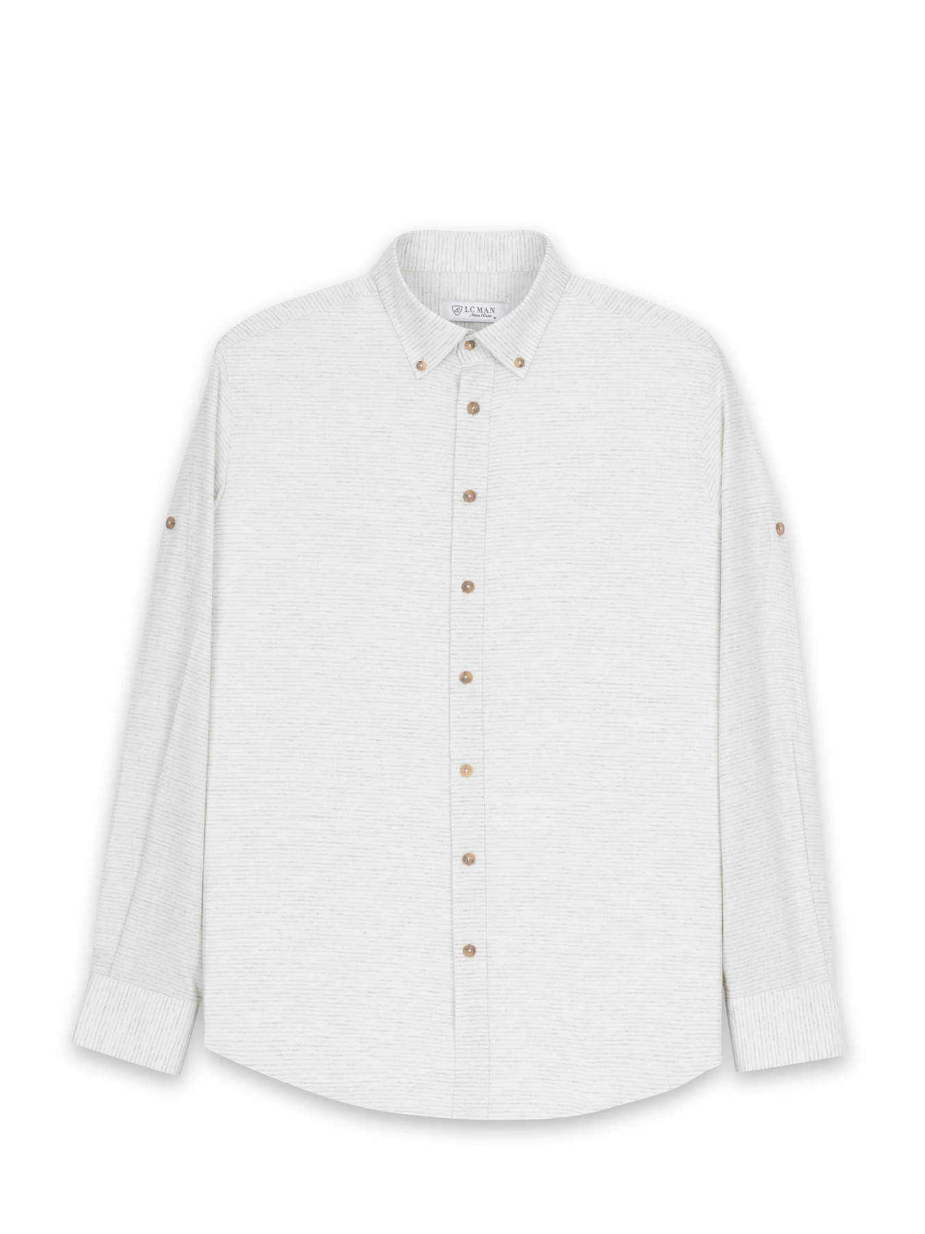 پیراهن آستین بلند راه راه سبز ال سی من 87