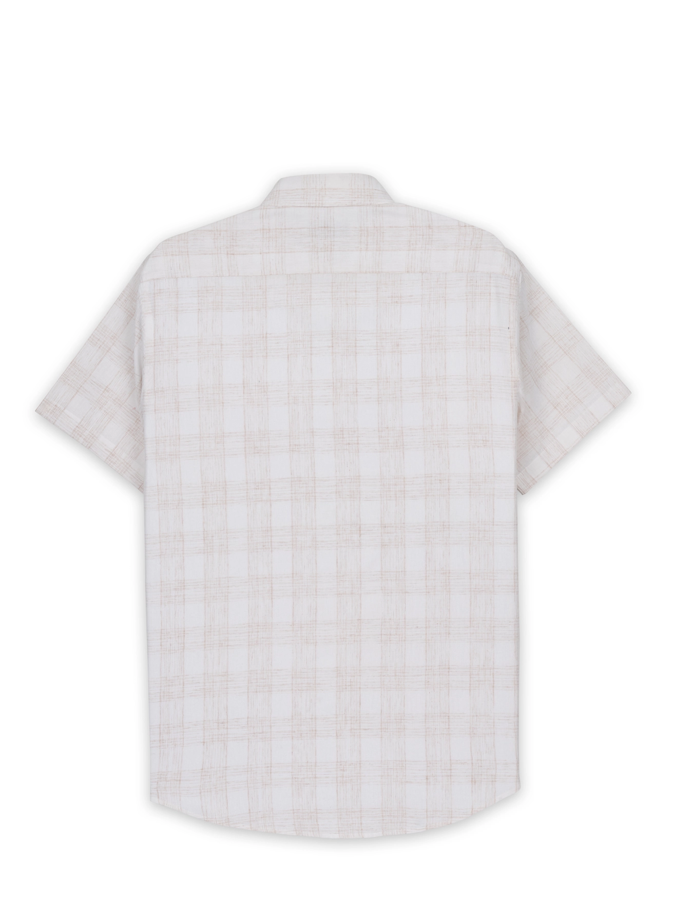 پیراهن آستین کوتاه چهارخانه کرم ال سی من 75