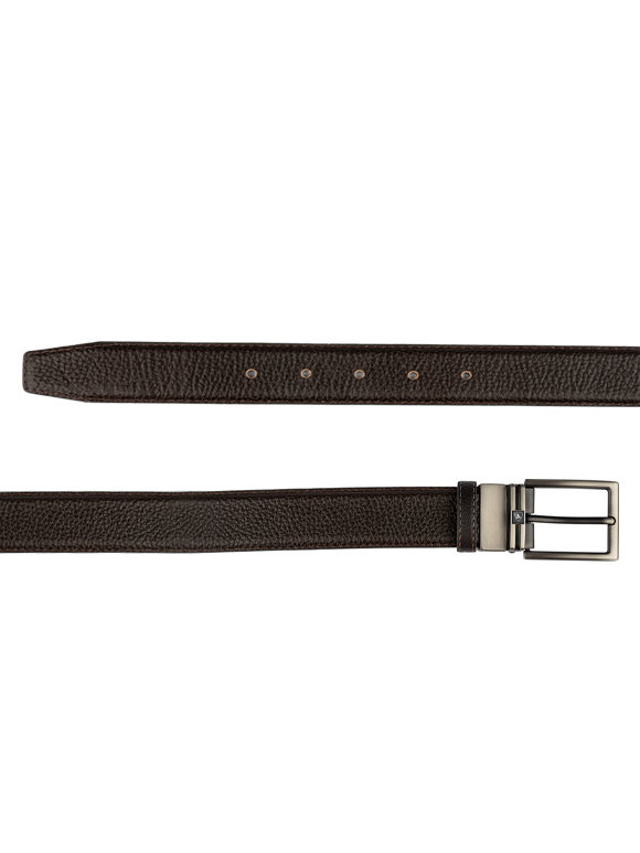 کمربند مردانه چرم قهوه ای فلوتر قلاب دودی مات 