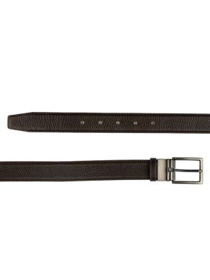 کمربند مردانه چرم قهوه ای فلوتر قلاب دودی مات 