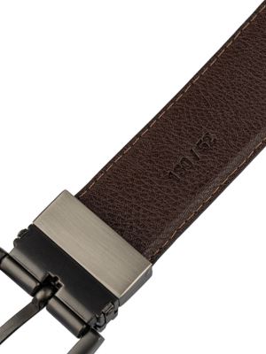 کمربند مردانه چرم قهوه ای فلوتر قلاب دودی مات 