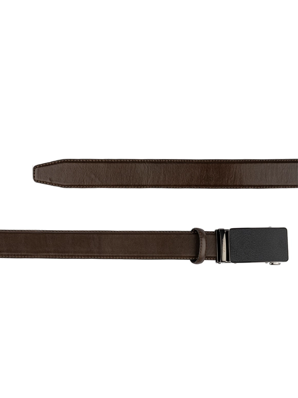 کمربند چرم ریلی قهوه ای سگک دودی