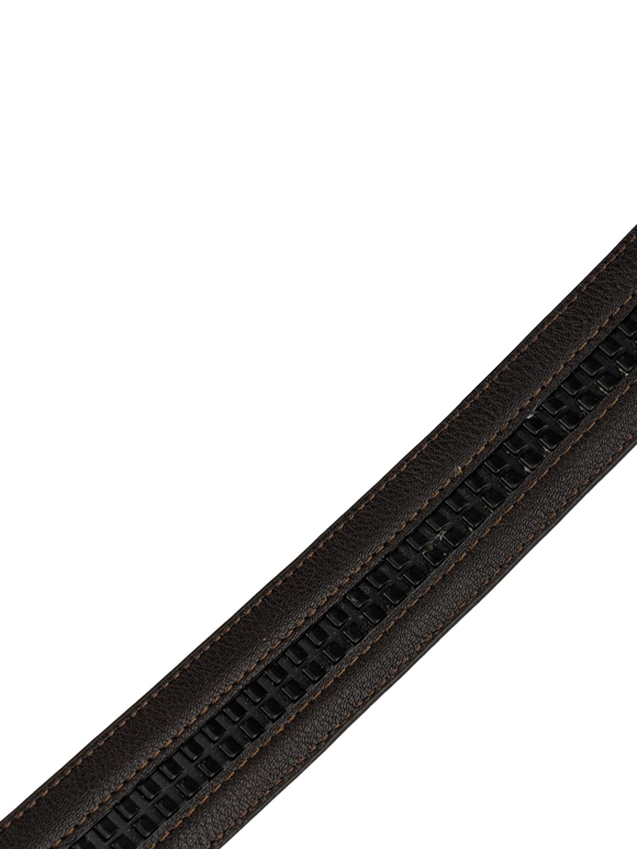 کمربند چرم ریلی قهوه ای سگک دودی