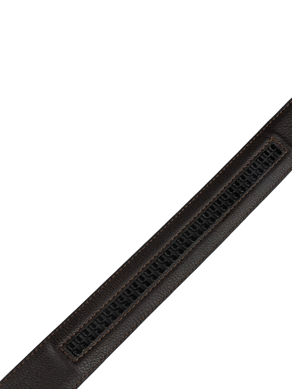 کمربند چرم مشکی ریلی سگک دودی 