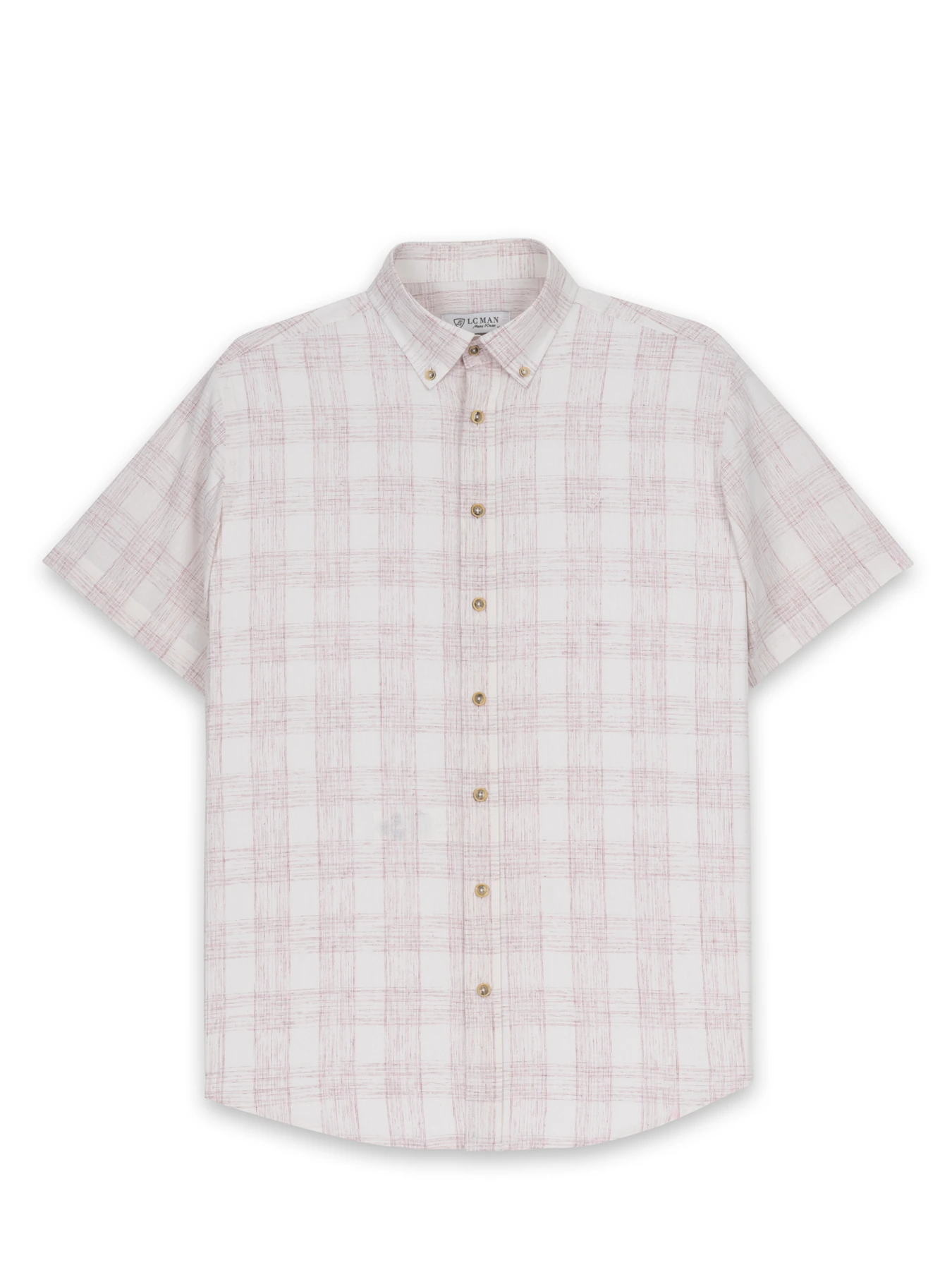 پیراهن آستین کوتاه راه راه قهوه ای ال سی من 20 