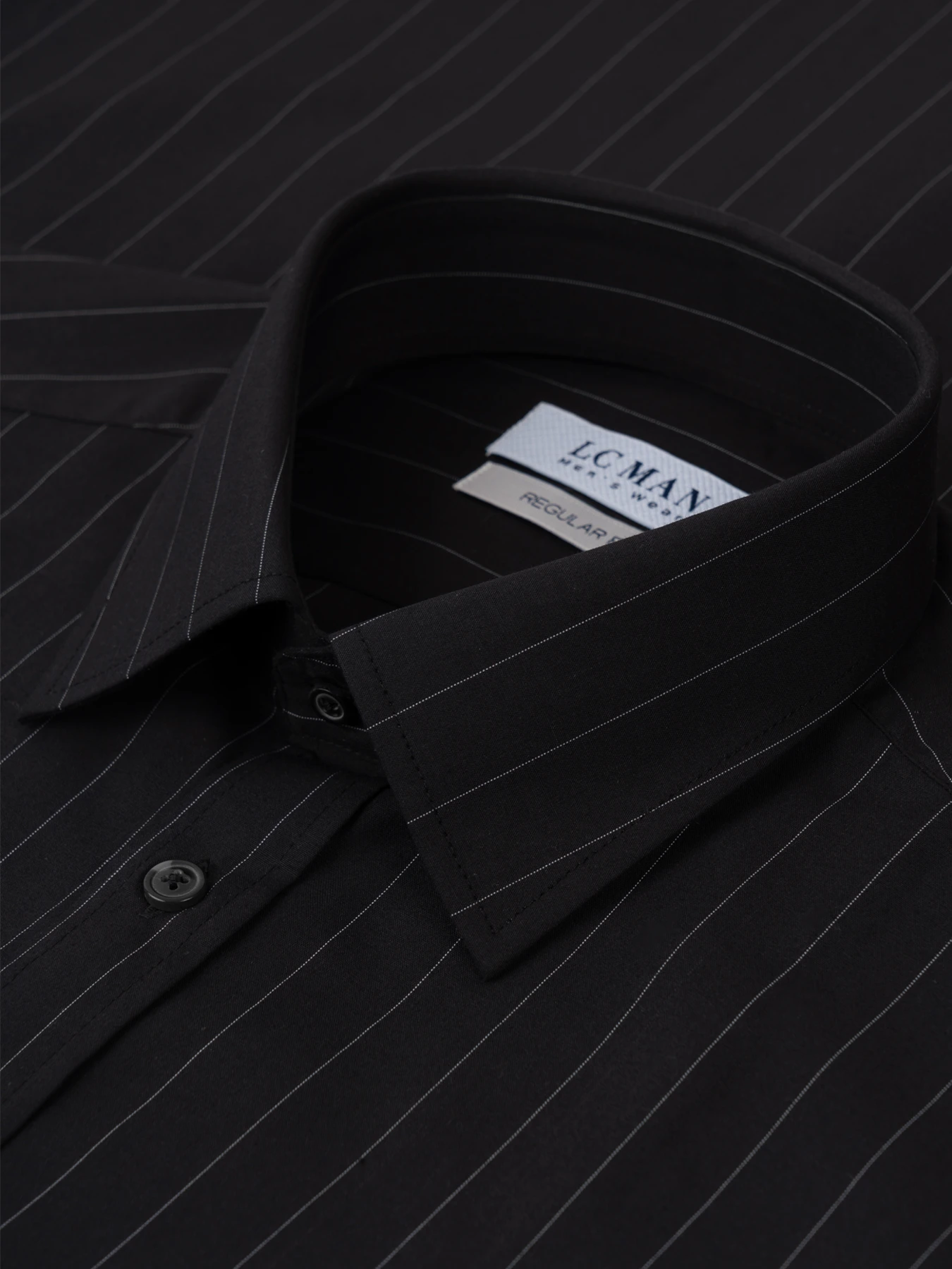 پیراهن آستین بلند مشکی راه راه ال سی من 18