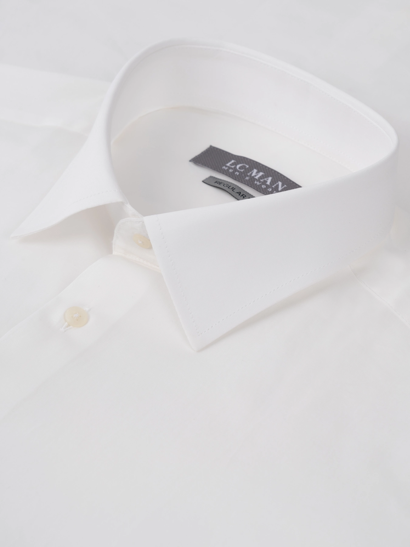 پیراهن آستین بلند سفید ساده ال سی من 57