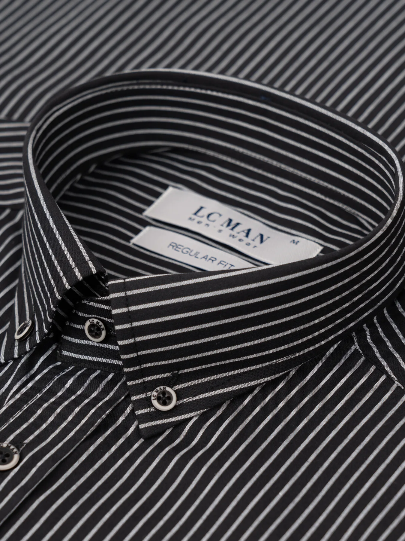 پیراهن آستین بلند مشکی راه راه ال سی من 100