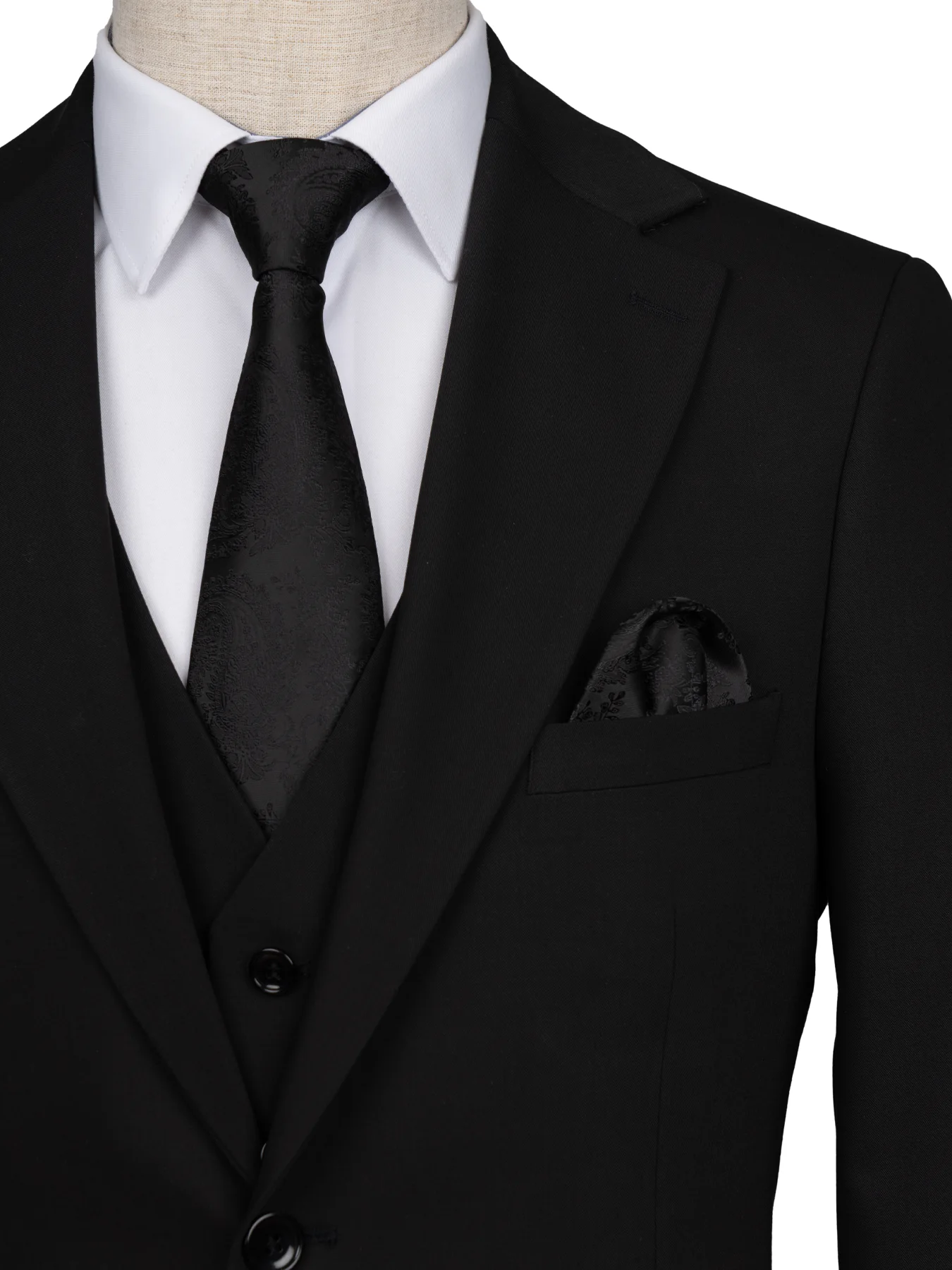 کت و شلوار و ژیله مشکی ال سی من 85