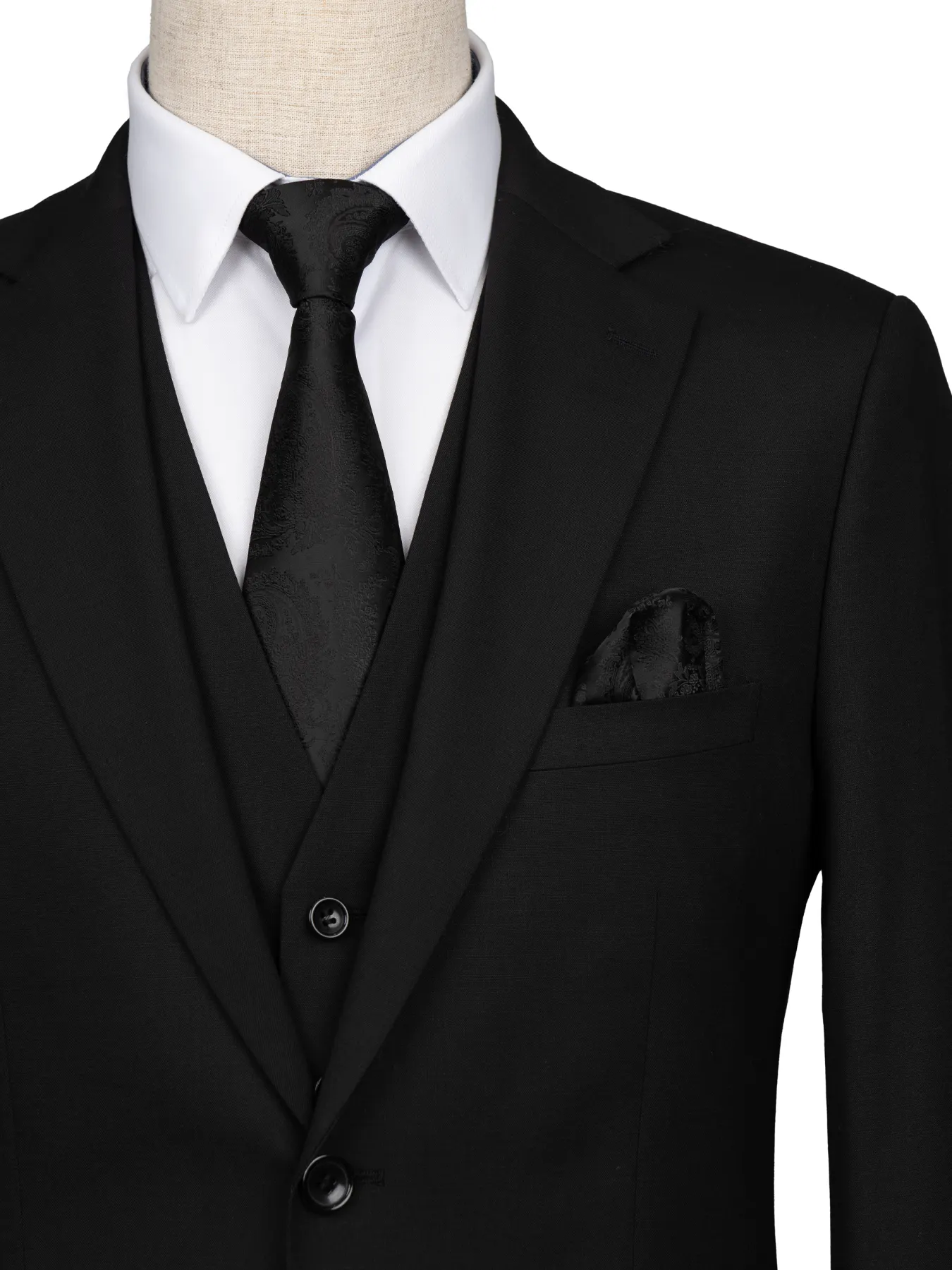 کت و شلوار و ژیله مشکی ال سی من 87