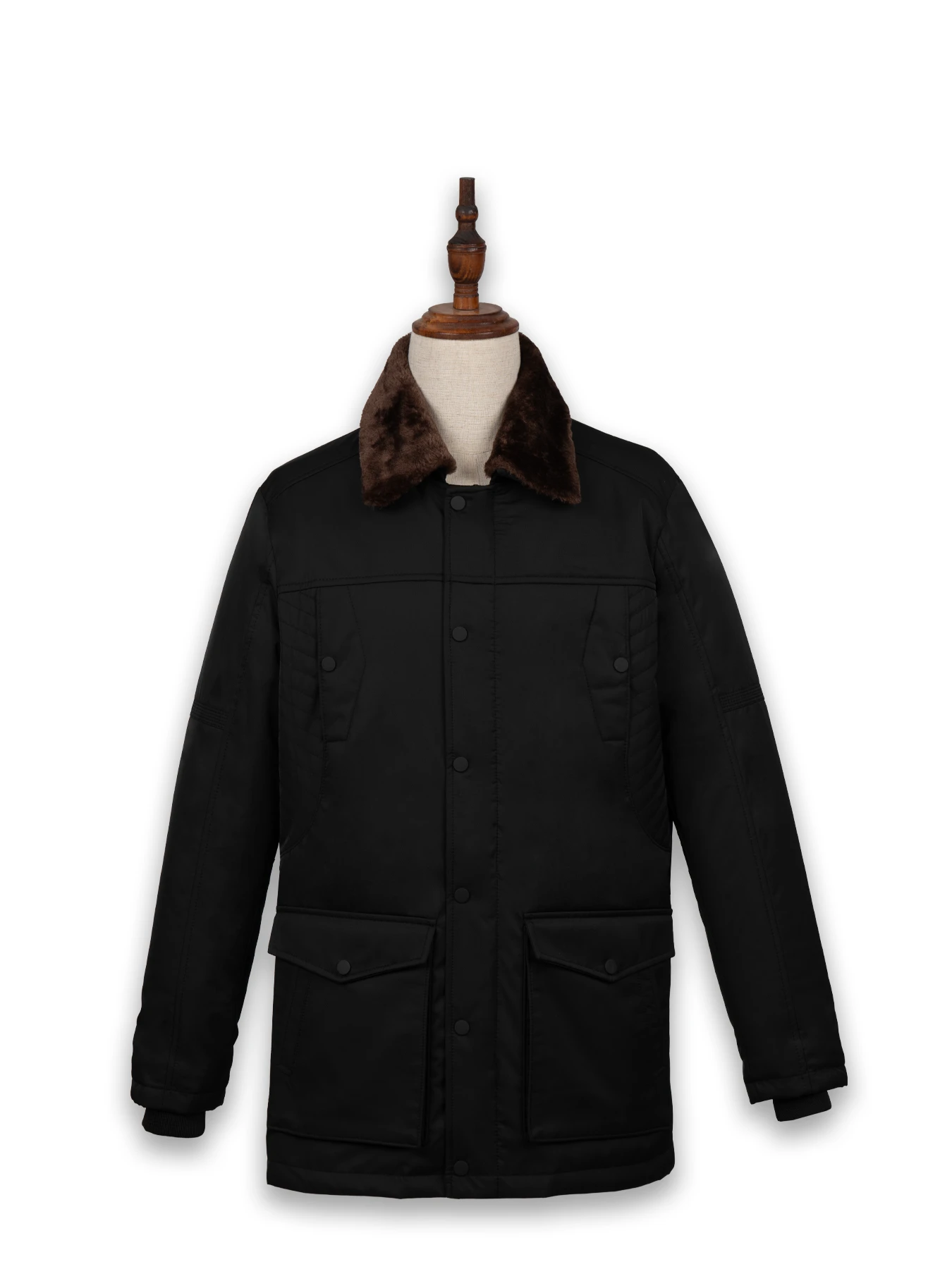 کاپشن مشکی یقه شکاری ال سی من 