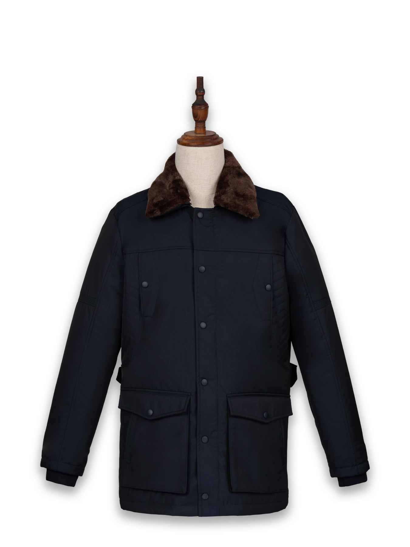 کاپشن سرمه ای یقه شکاری ال سی من 97