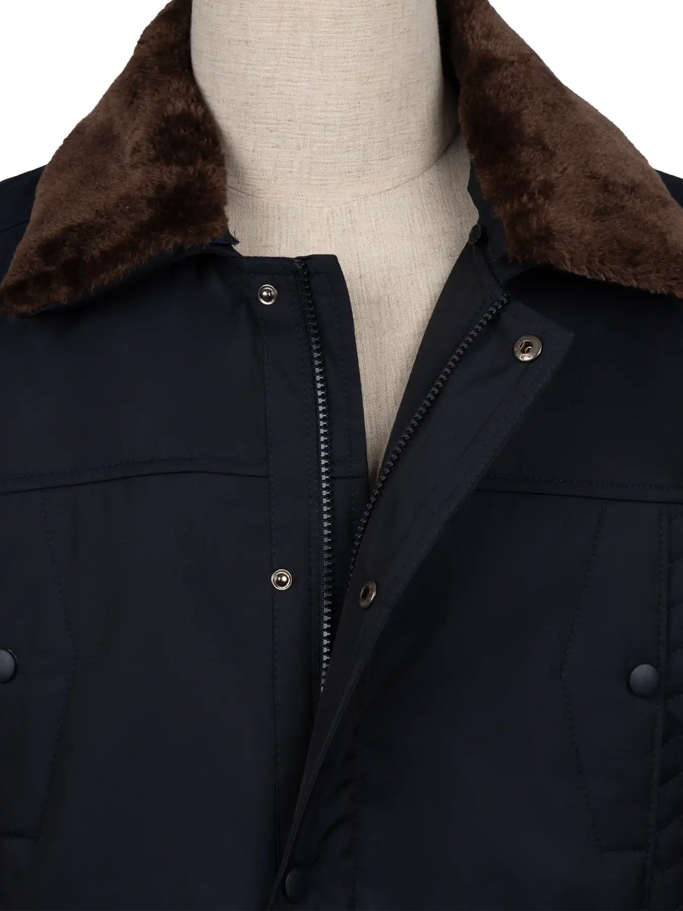 کاپشن سرمه ای یقه شکاری ال سی من 97