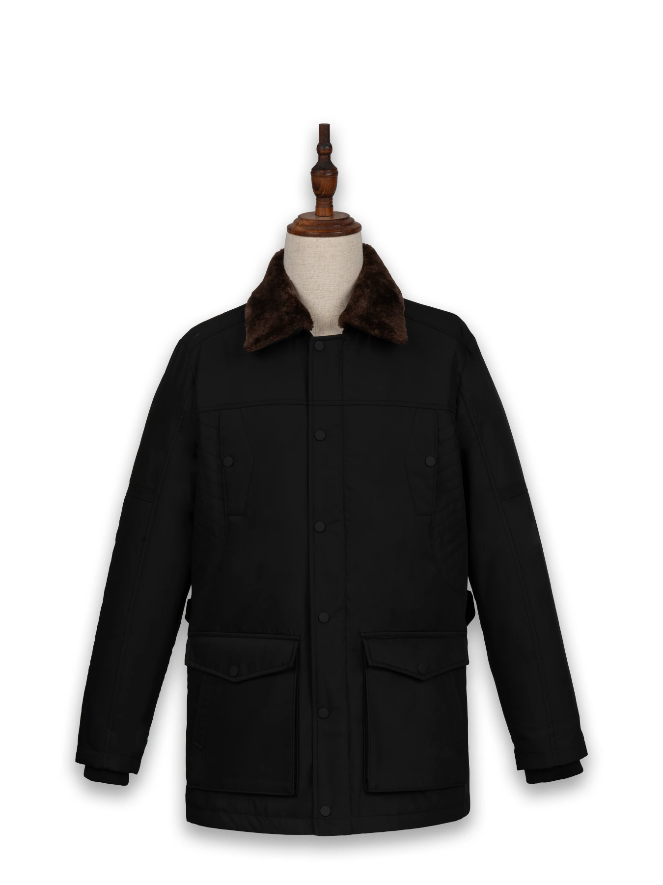 کاپشن یقه شکاری مشکی ال سی من 94