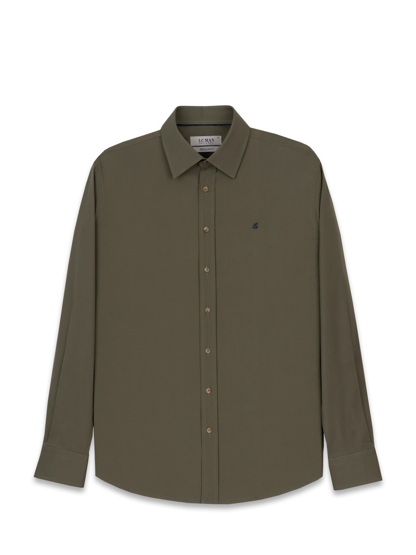 پیراهن آستین بلند سبز ساده ال سی من 81