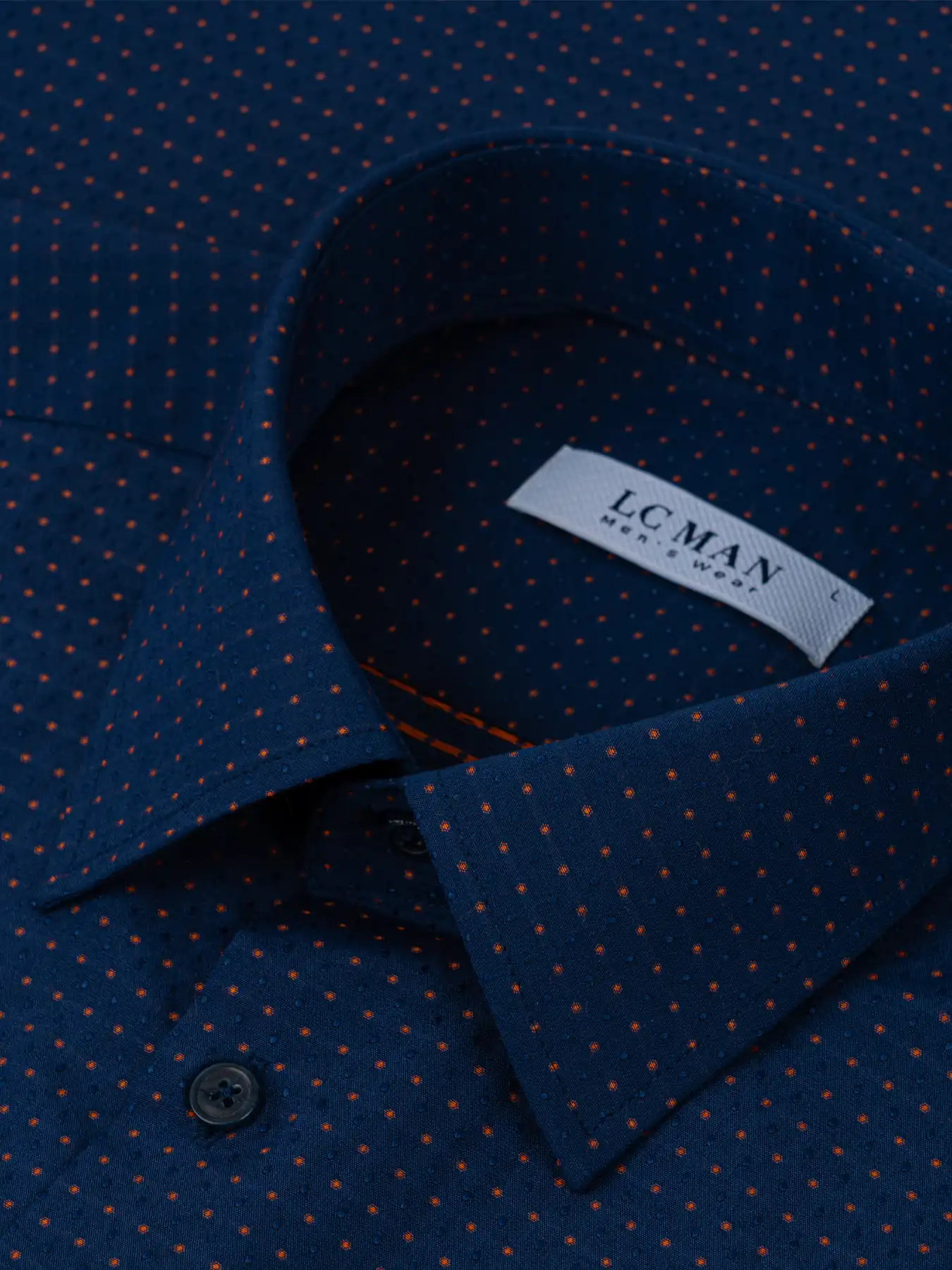 پیراهن آستین بلند سرمه ای طرح دار ال سی من 90